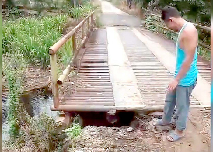 Jembatan di Desa Campur Sari Musi Rawas Nyaris Ambles, Begini Kondisinya