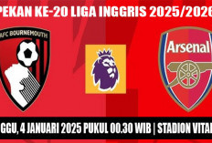 Jadwal Bournemouth vs Arsenal, Liga Inggris 2025/2026, Pekan ke-20, Tayang SCTV