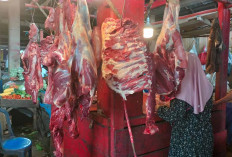 Harga Daging Kembali Stabil Pasca Lebaran, Pedagang di Pasar Bukit Sulap Ramai Diserbu Pembeli 