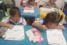 Kreativitas Anak Didik TK Nusa Indah Lubuk Linggau, Asah Kemampuan Motorik dengan Mewarnai Kaligrafi  