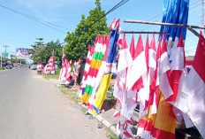 Pedagang Bendera di Sepanjang Jalan Lintas Tugumulyo Mulai Ramai